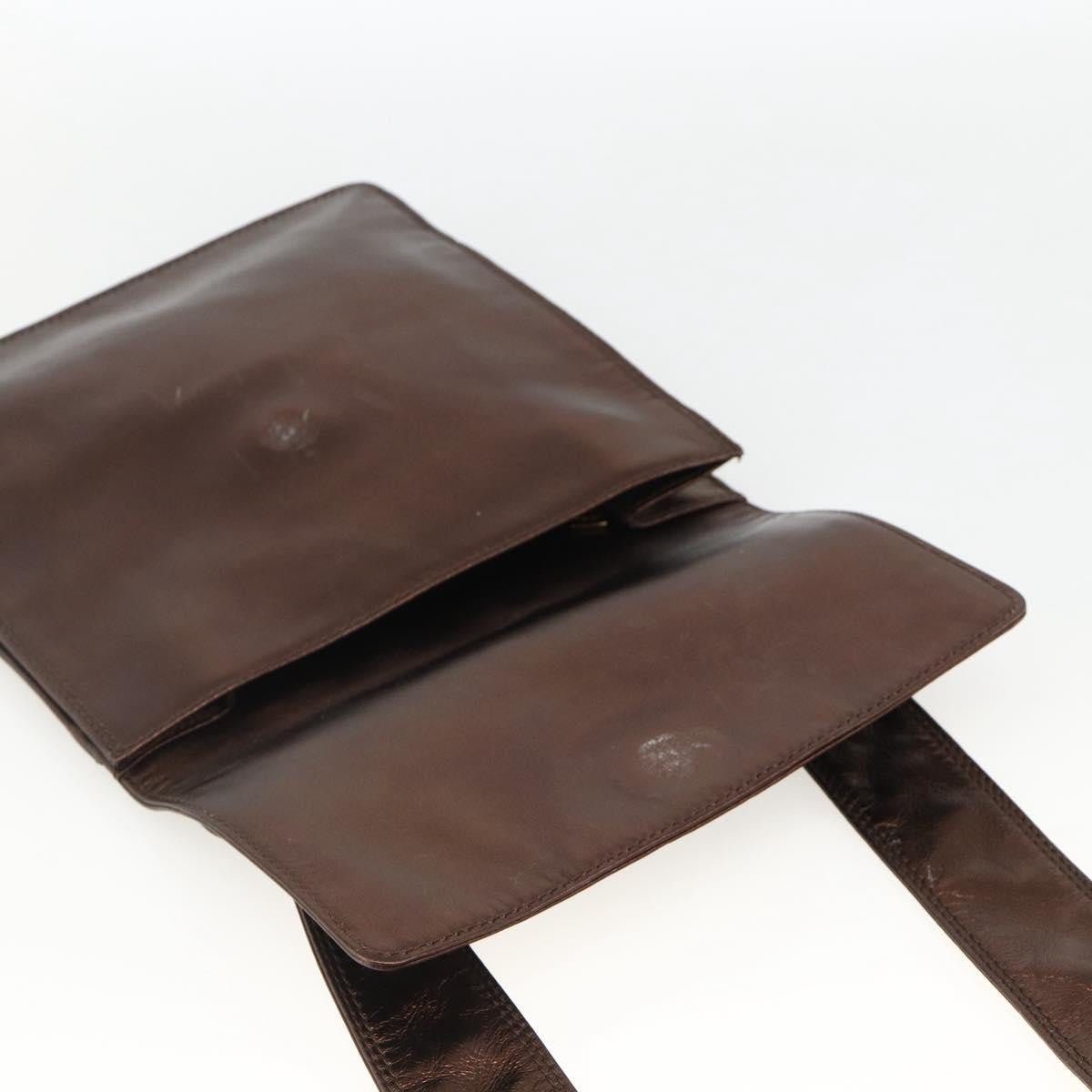 Chanel Vintage Logo Flap Messenger Bag Leather Brown Leather Shoulder Bag Bag (Pre-Owned)