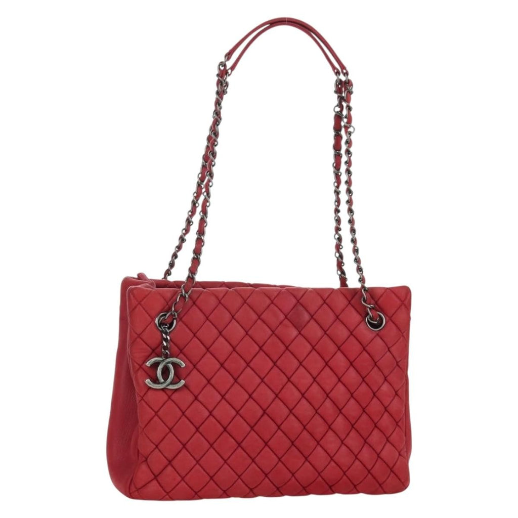 Chanel New Bubble Tote Quilted Calfskin Red Leather Tote Bag Bag (Pre-Owned)