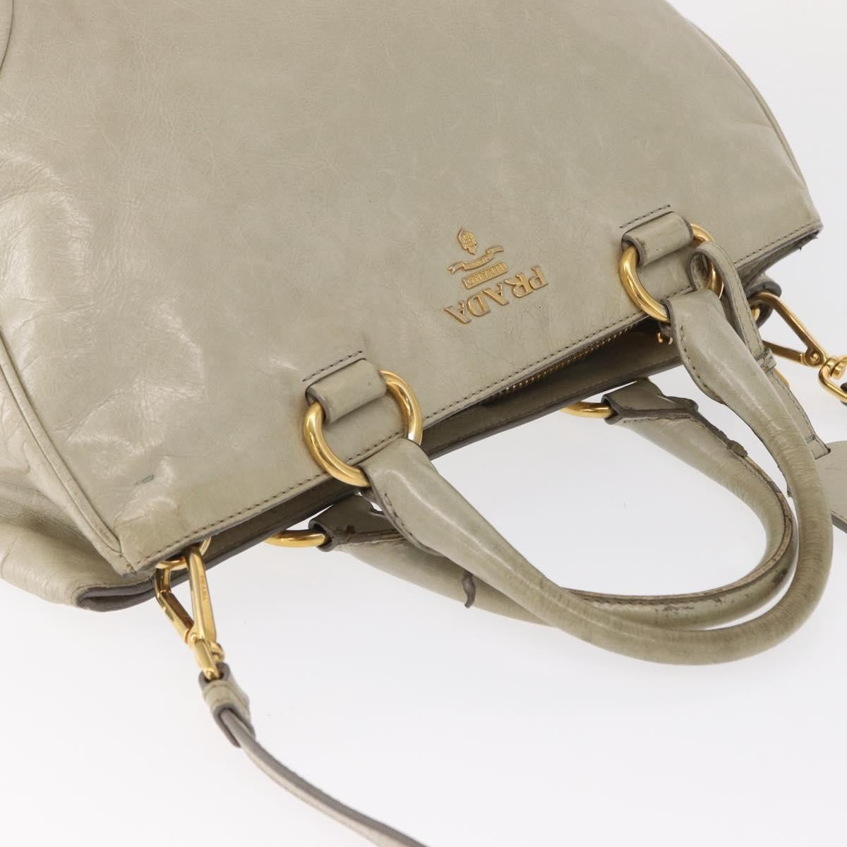 Prada Tote Vitello Daino Vitello Daino Beige Leather Handbag (Pre-Owned)