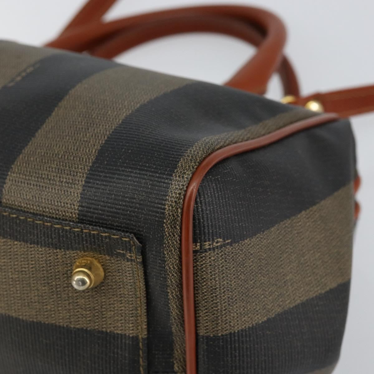 Fendi Vintage Pequin Convertible Boston Bag Coated Canvas Black Canvas Handbag (Pre-Owned)