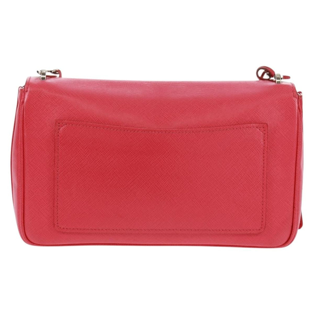 Prada Sound Chain Shoulder Bag Saffiano Leather Red Leather Shoulder Bag Bag (Pre-Owned)