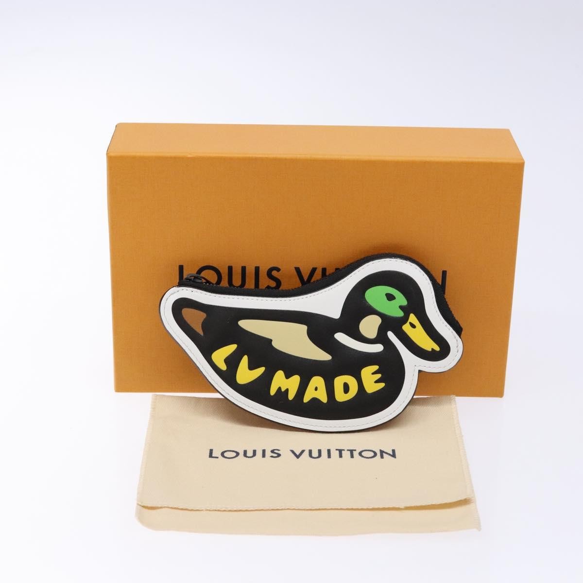 Louis Vuitton Nigo Duck Coin Holder Printed Leather And Limited Edition Giant Damier Black Canvas Wallets Accessory (Pre-Owned)
