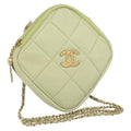 Chanel Diamond Chain Crossbody Bag Quilted Lambskin Green Leather Shoulder Bag Bag (Pre-Owned)