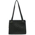 Chanel Vintage Zip Shoulder Bag Chevron Caviar Black Leather Shoulder Bag Bag (Pre-Owned)