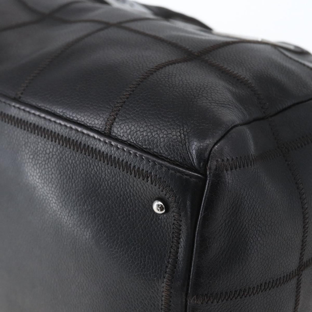 Chanel Chocolate Bar Cc Bowler Bag Caviar Skin Black Leather Handbag (Pre-Owned)