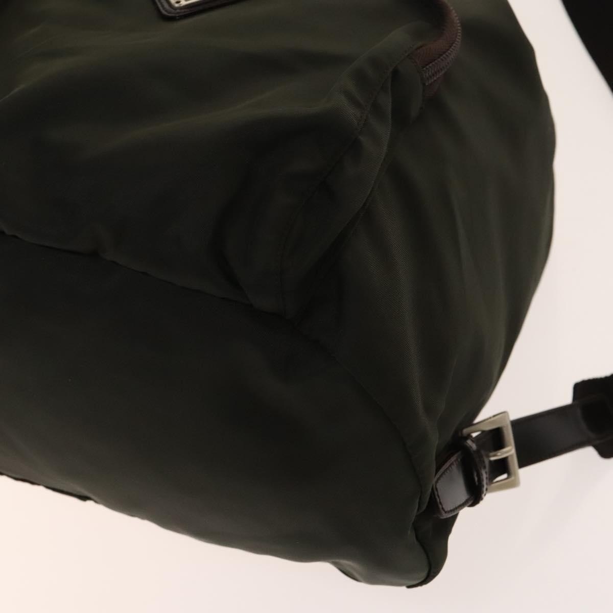 Prada Front Pocket Buckle Backpack Nylon Khaki Nylon Backpack Bag (Pre-Owned)