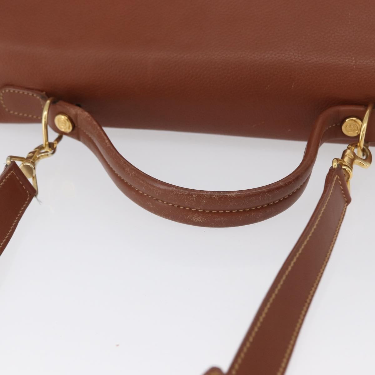 Gucci Vintage Handbag Leather Brown Leather Handbag (Pre-Owned)