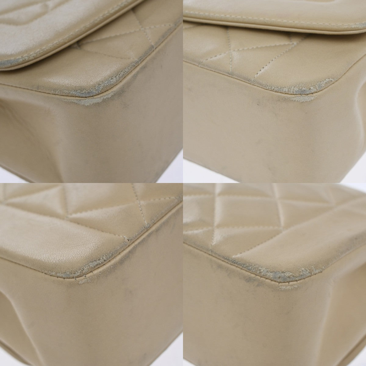 Chanel Diana Flap Bag Quilted Lambskin Beige Leather Shoulder Bag Bag (Pre-Owned)