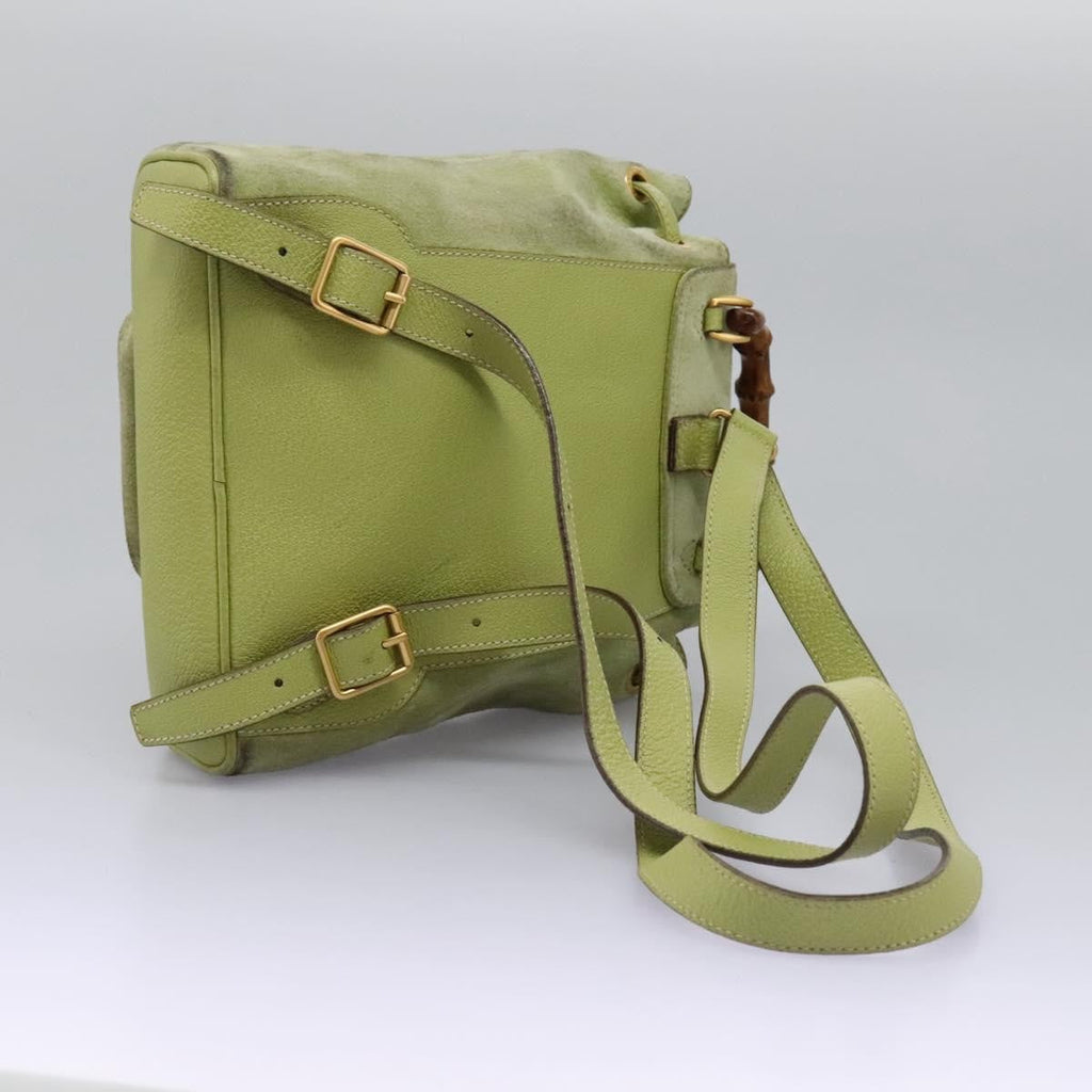 Gucci Gucci Bamboo Backpack Daim Green Suede Backpack Bag (Pre-Owned)