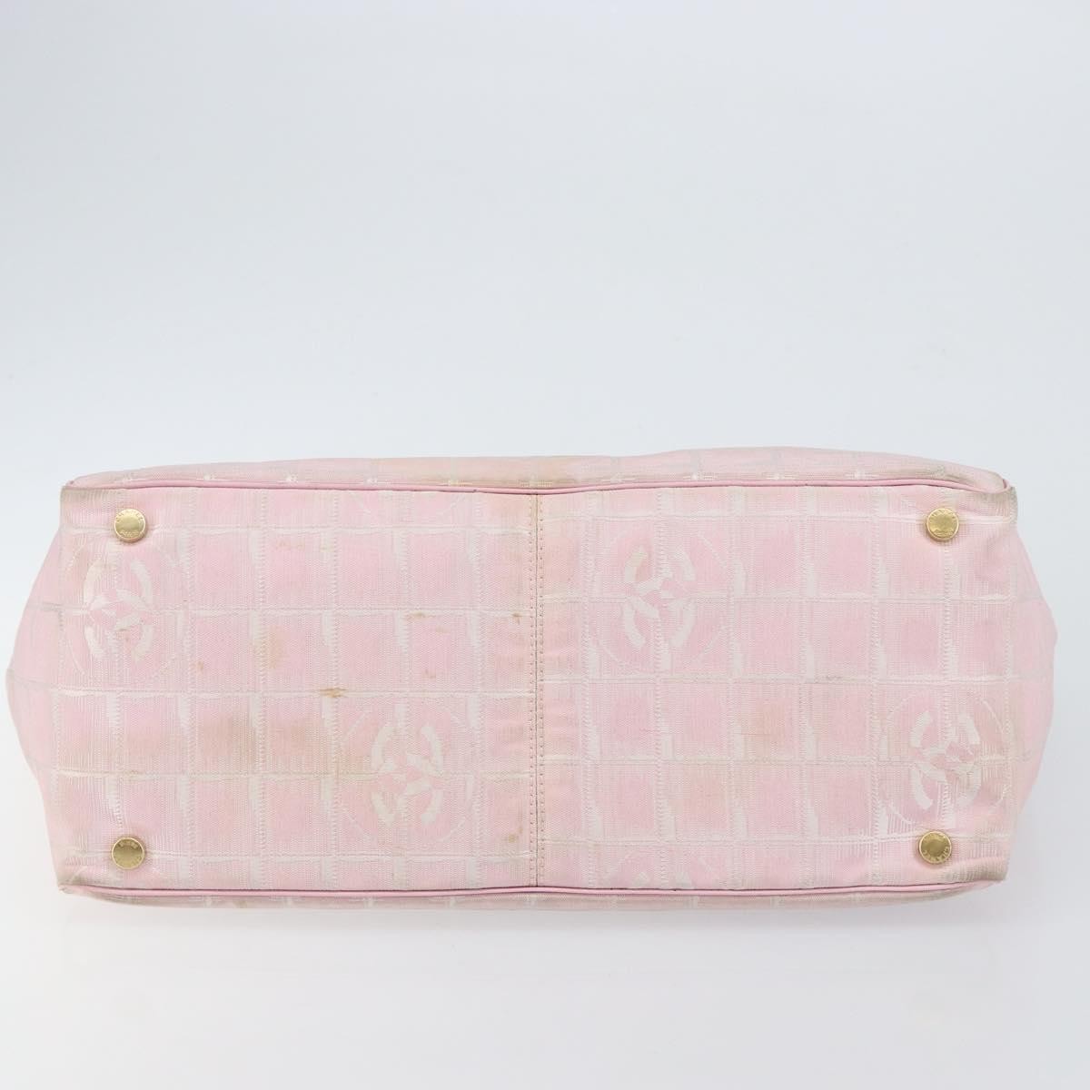 Chanel Travel Line Tote Nylon Pink Nylon Bag (Pre-Owned)