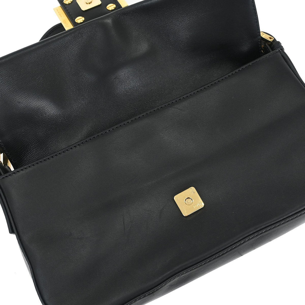 Fendi Baguette Bag Leather Black Leather Shoulder Bag Bag (Pre-Owned)