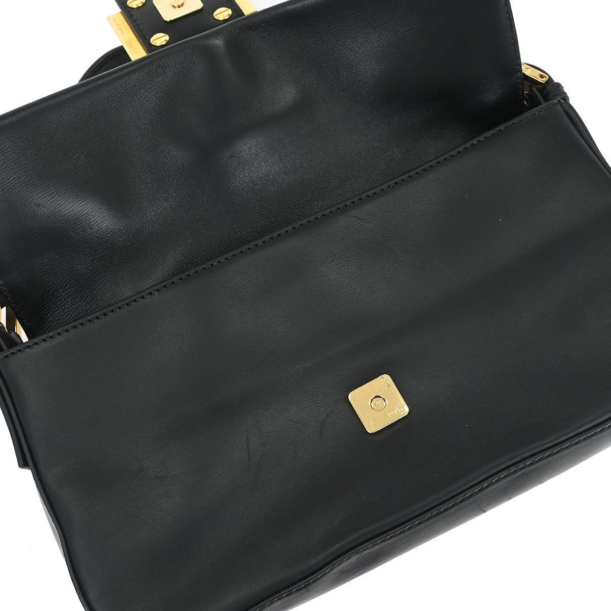 Fendi Baguette Bag Leather Black Leather Shoulder Bag Bag (Pre-Owned)