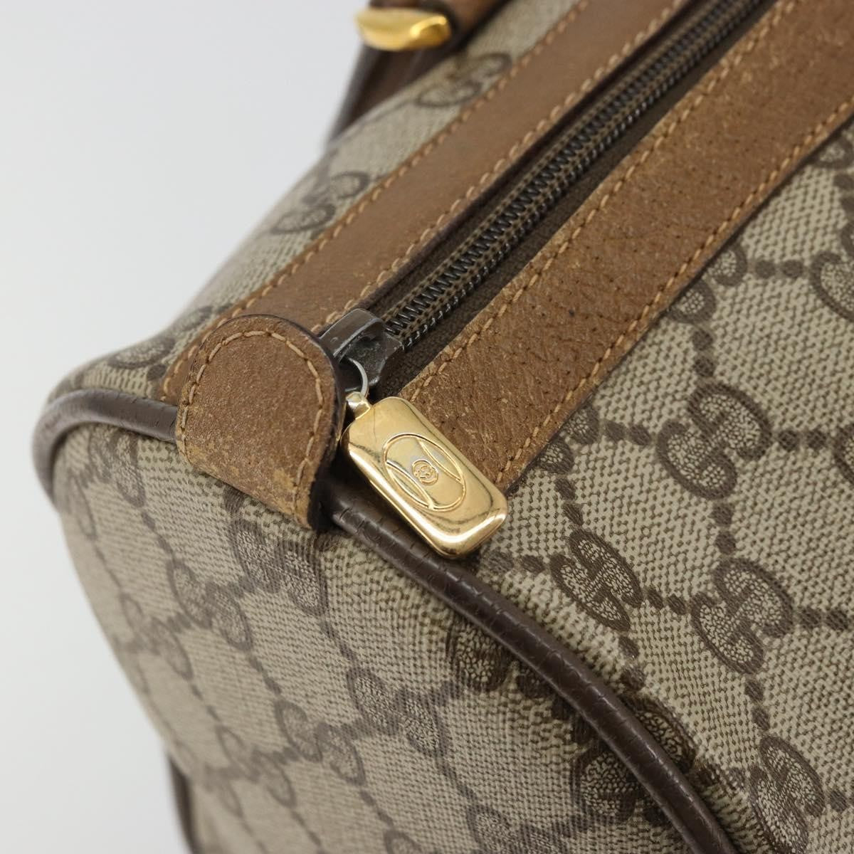 Gucci Vintage Web Sherry Line Handbag Micro Gg Canvas Beige Canvas Handbag (Pre-Owned)