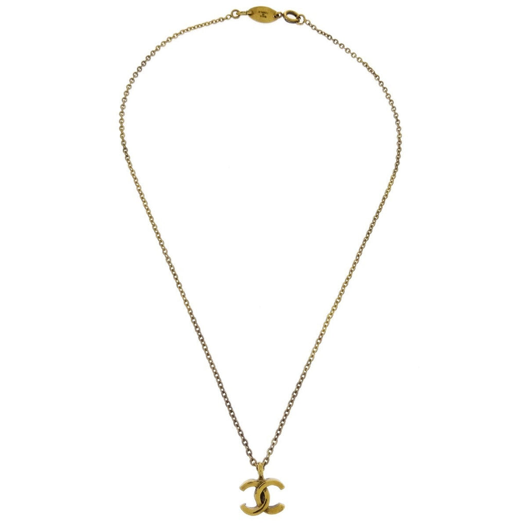 Chanel Cc Pendant Necklace Metal Gold Gold_Plated Necklace Jewelry (Pre-Owned)