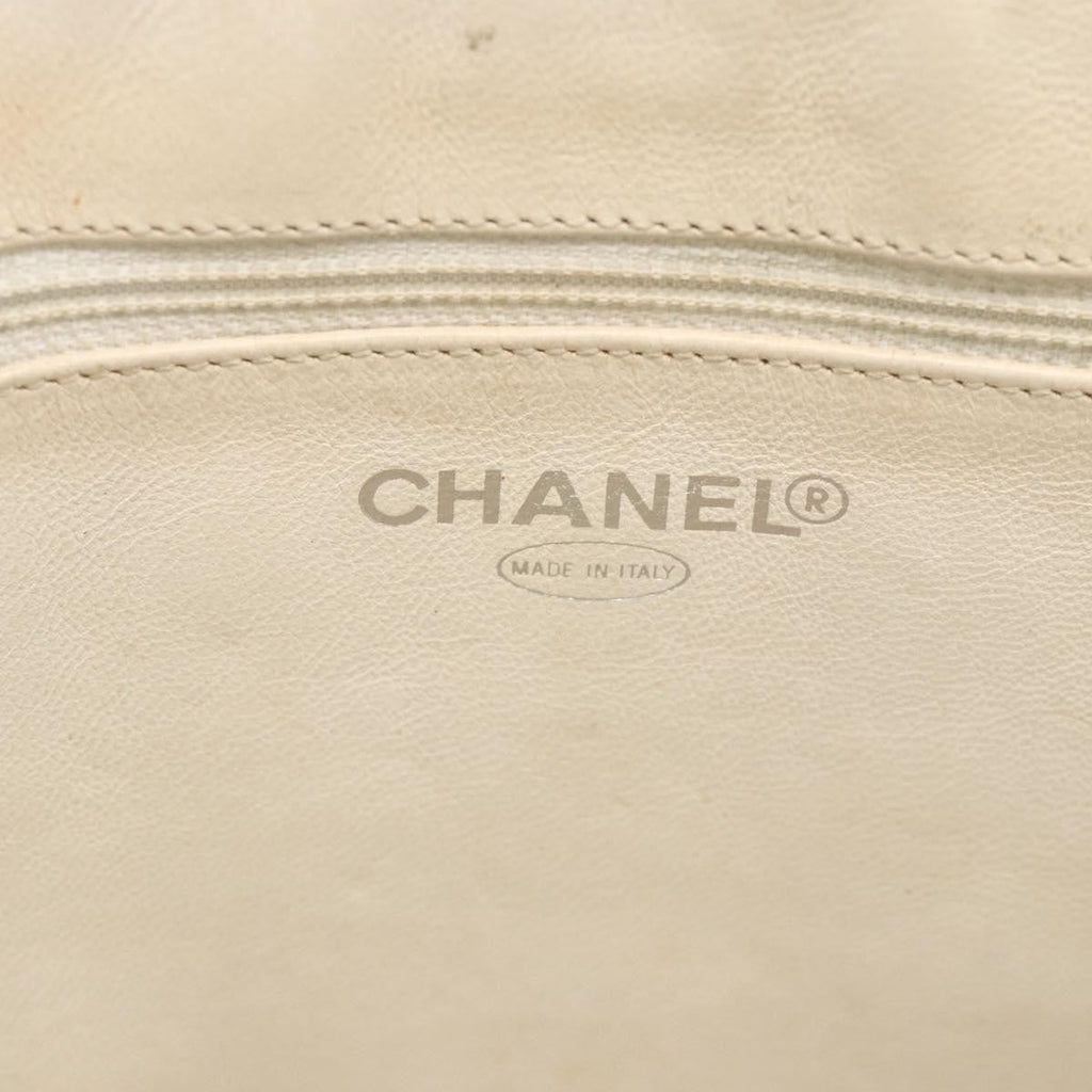 Chanel Chocolate Bar Shopping Tote Quilted Patent Beige Patent_Leather Shoulder Bag Bag (Pre-Owned)