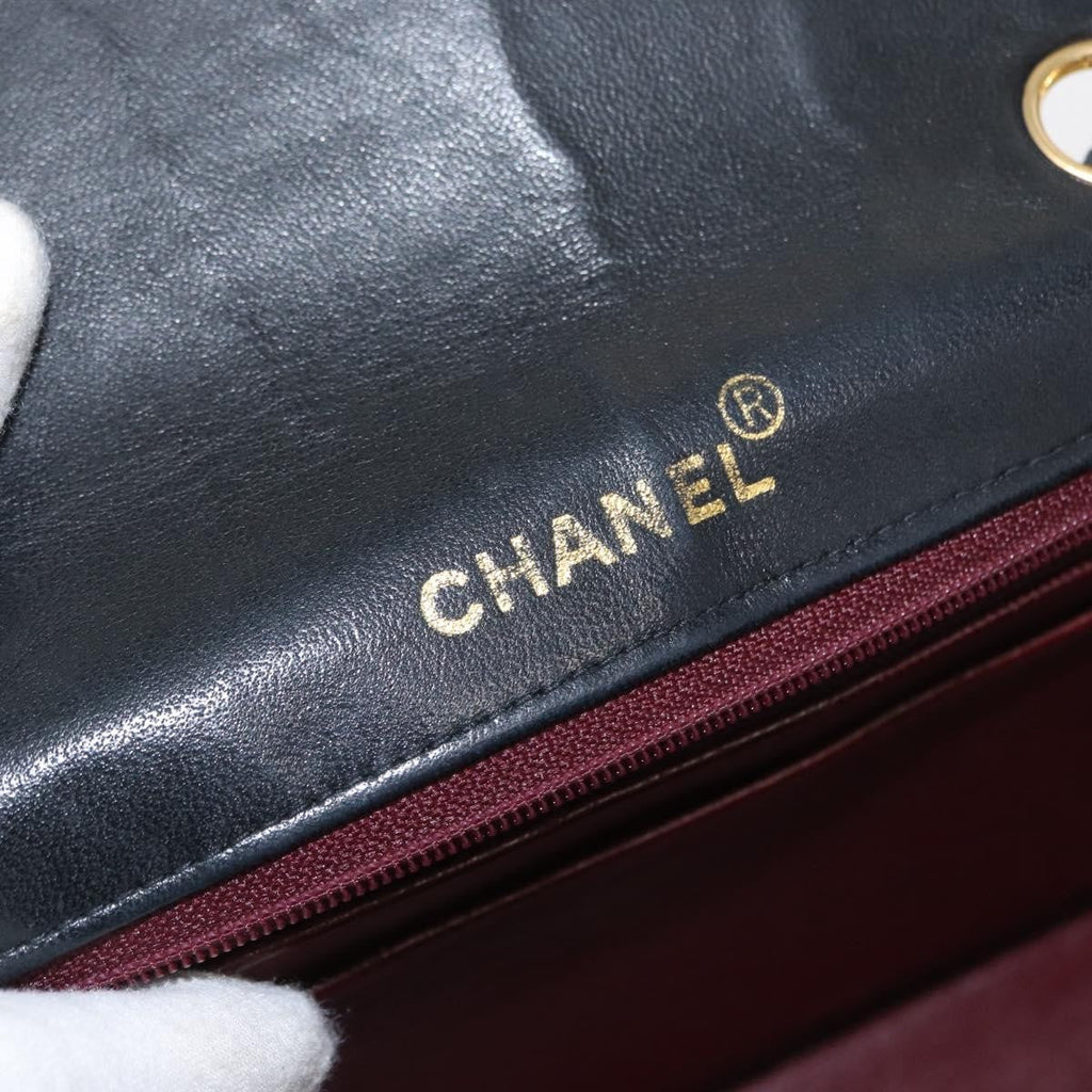 Chanel Vintage Mademoiselle Lock Trapezoid Flap Bag Quilted Lambskin Black Leather Shoulder Bag Bag (Pre-Owned)