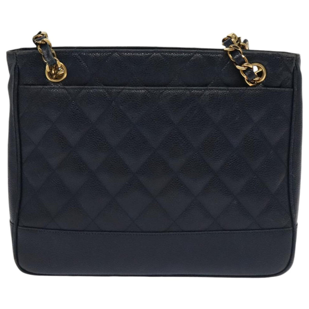 Chanel Vintage Shoulder Bag Leather Navy Leather Shoulder Bag Bag (Pre-Owned)