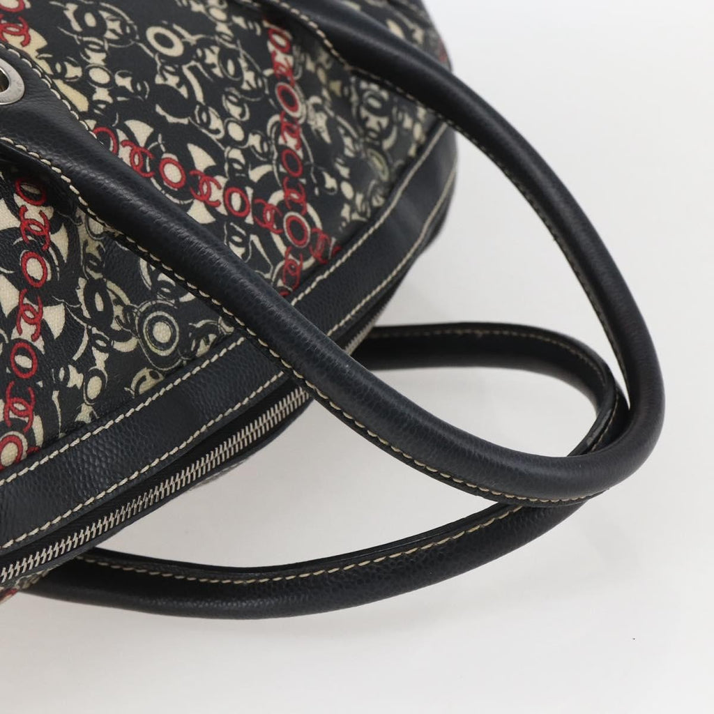 Chanel Optic Coco Bowler Bag Printed Coated Canvas With Caviar Black Pvc Travel Bag Bag (Pre-Owned)