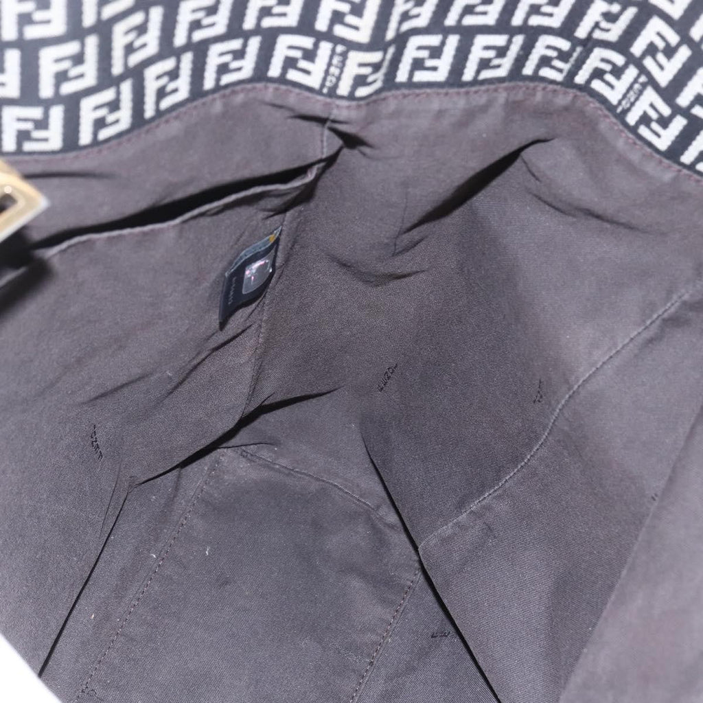 Fendi Zucca Tote Bag Canvas Black Canvas Tote Bag Bag (Pre-Owned)