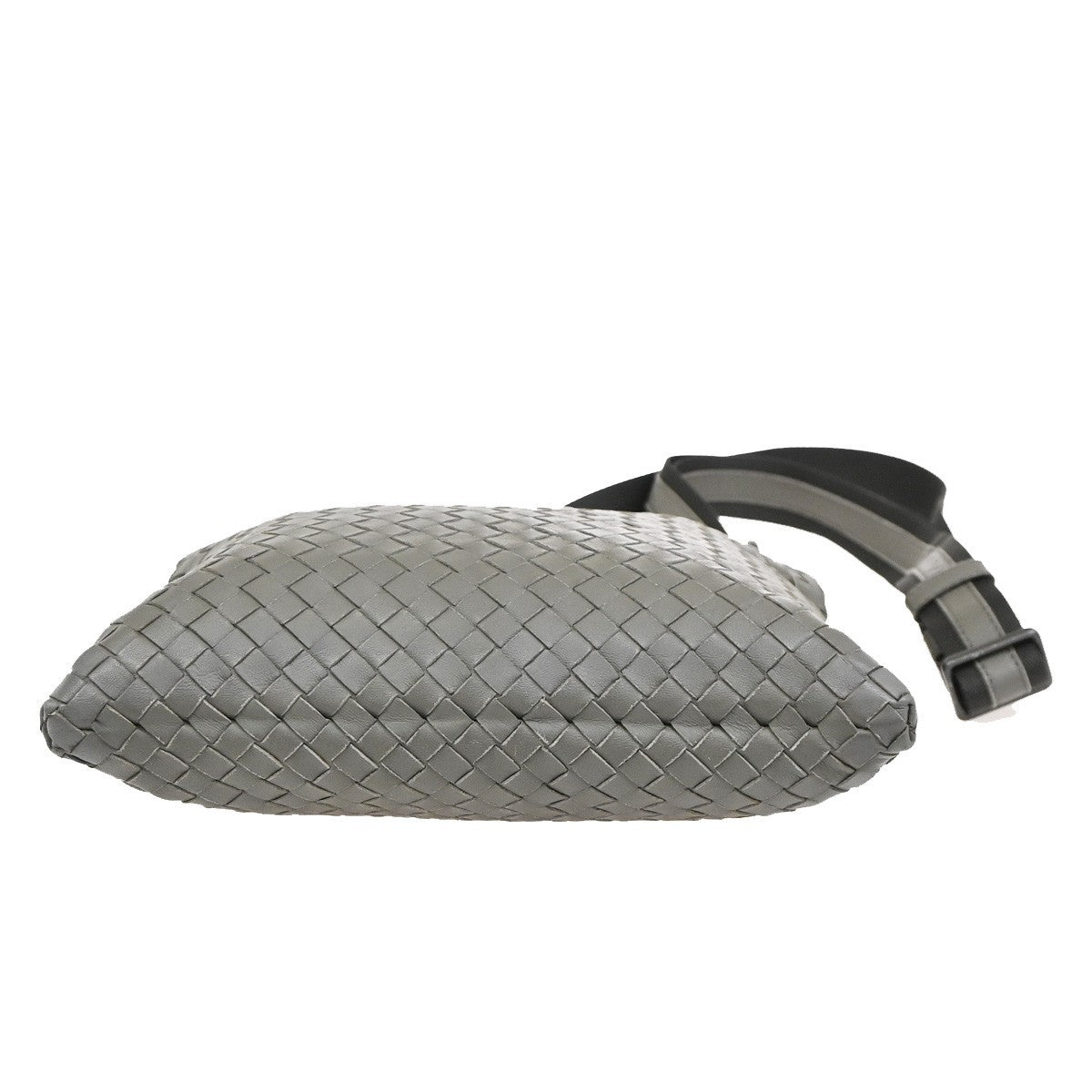 Bottega Veneta Flat Messenger Bag Intrecciato Nappa Gray Leather Shoulder Bag Bag (Pre-Owned)