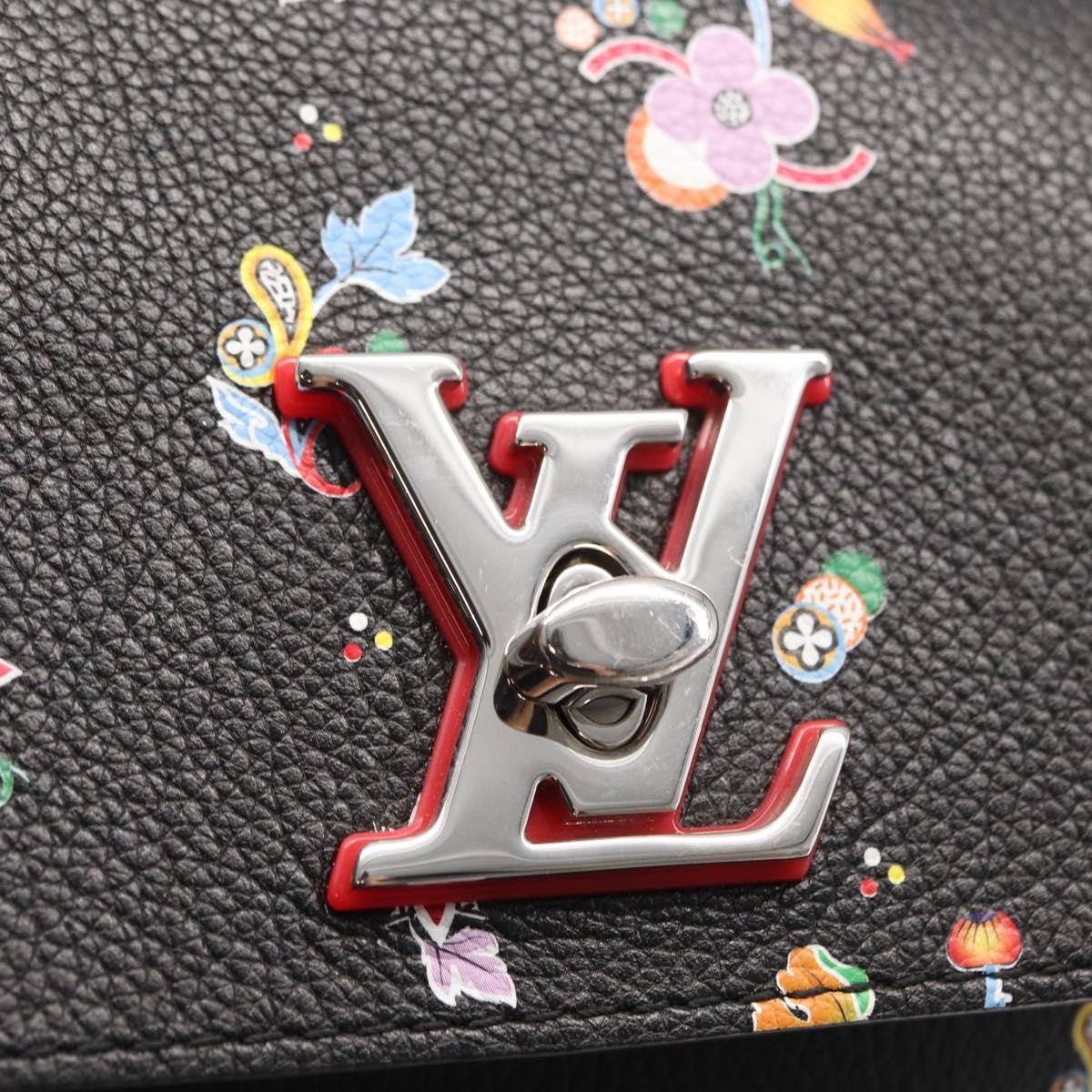Louis Vuitton Lockme Backpack Floral Printed Leather Black Leather Backpack Bag (Pre-Owned)