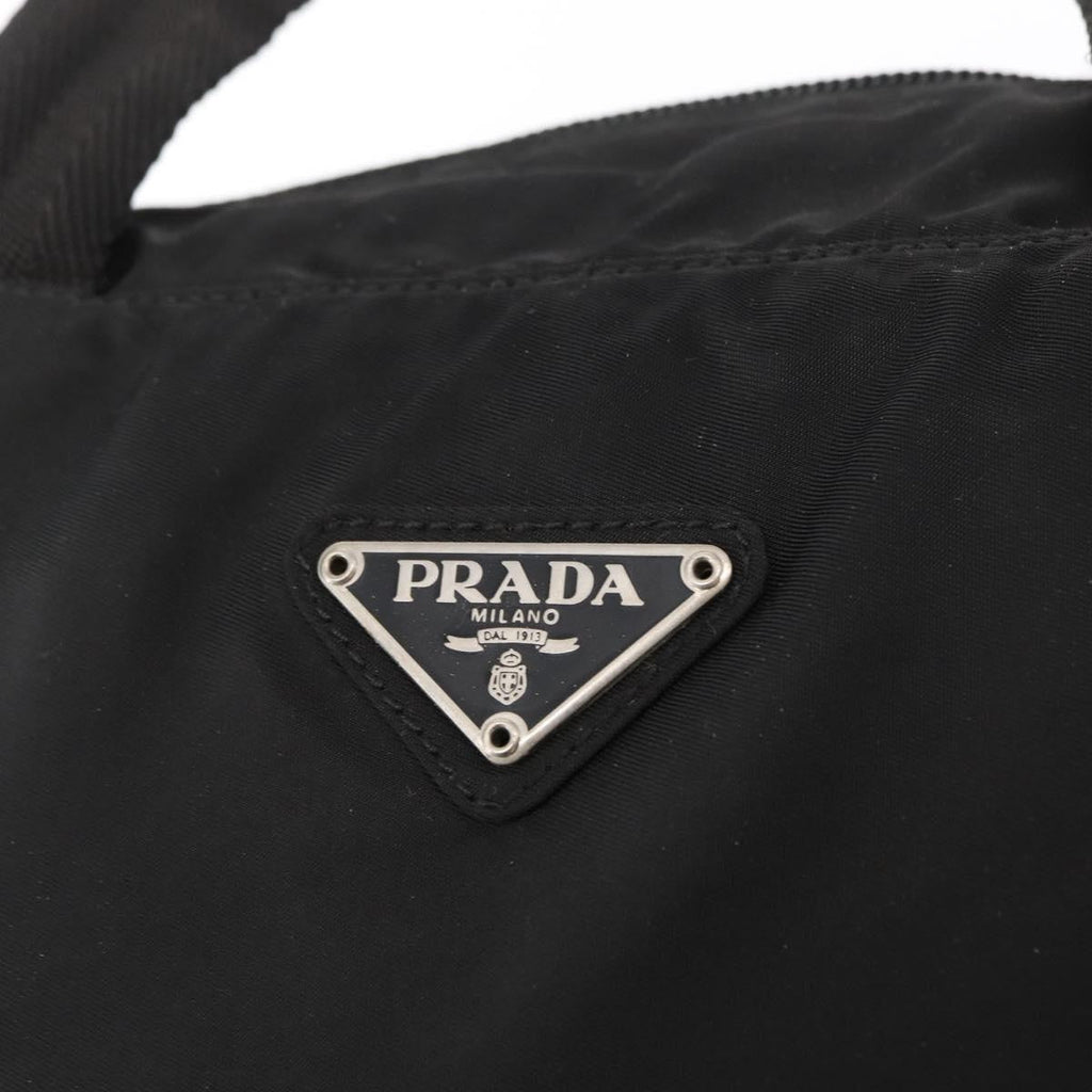 Prada Vintage Zip Handbag Tessuto Black Nylon Handbag (Pre-Owned)