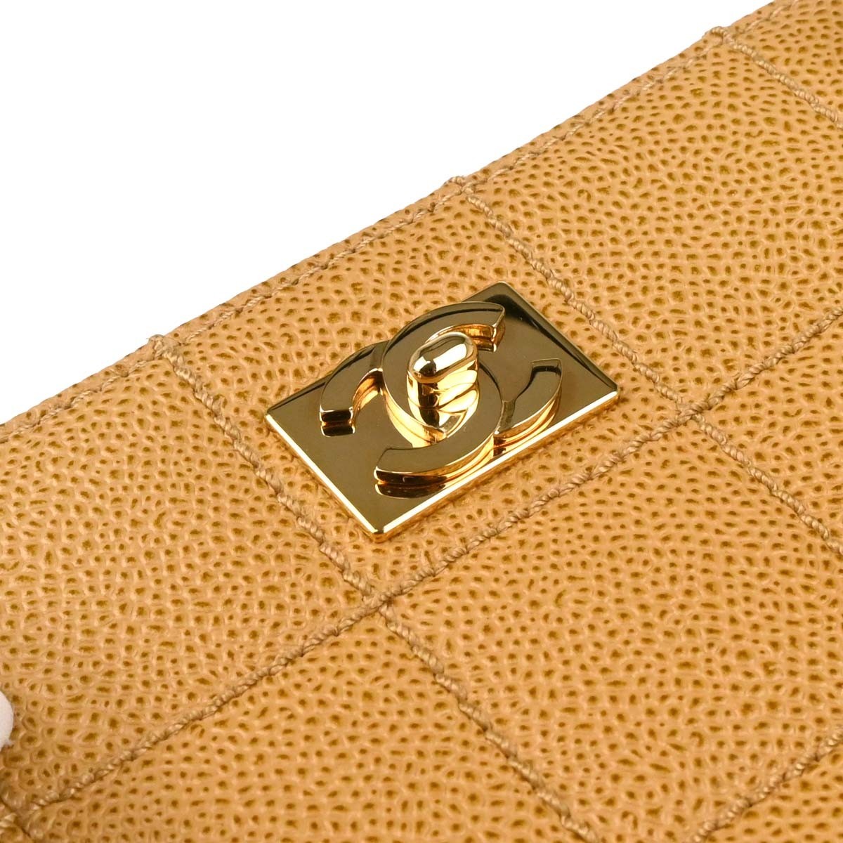Chanel Vintage Chocolate Bar Open Tote Quilted Caviar Beige Leather Tote Bag Bag (Pre-Owned)