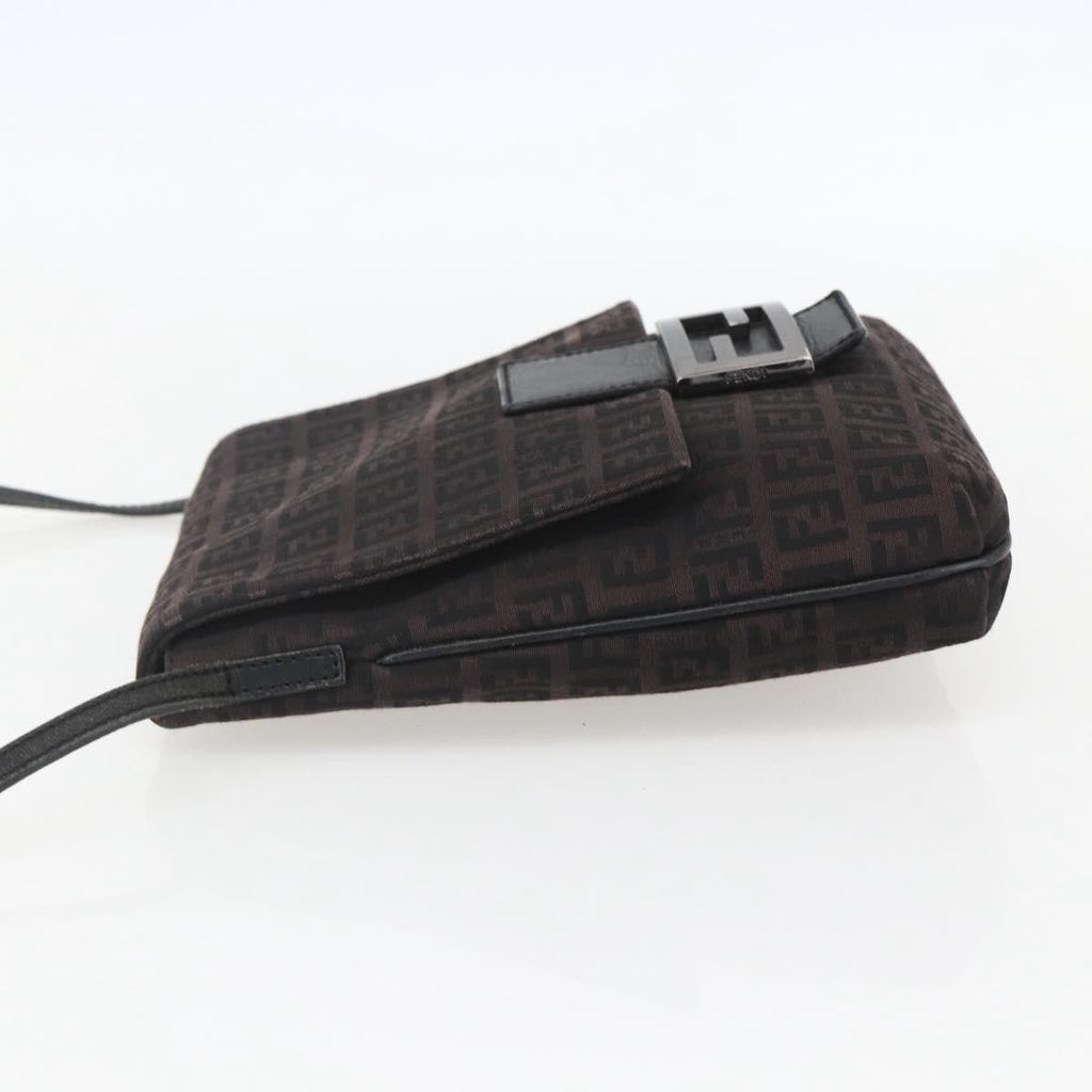 Fendi Vintage Flap Crossbody Bag Zucchino Canvas Brown Canvas Shoulder Bag Bag (Pre-Owned)