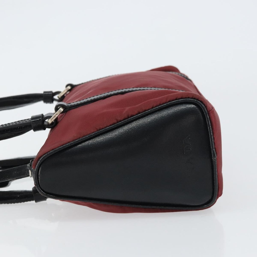 Prada Vintage Zip Handbag Tessuto Burgundy Nylon Handbag (Pre-Owned)