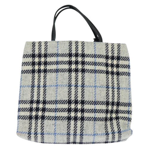 Burberry Nova Check Handbag Tweed Gray Tweed Handbag (Pre-Owned)