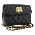 Chanel Vintage Square Cc Flap Bag Quilted Lambskin Black Leather Shoulder Bag Bag (Pre-Owned)