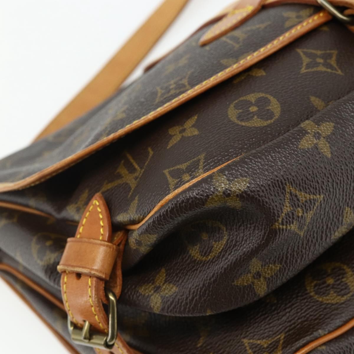 Louis Vuitton Saumur Handbag Monogram Canvas Brown Canvas Shoulder Bag Bag (Pre-Owned)