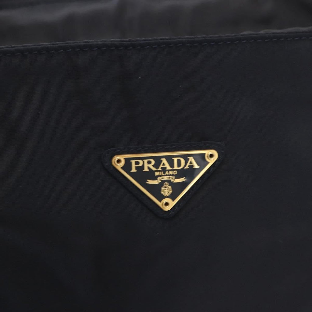 Prada Metal Handles Tote Tessuto Navy Nylon Tote Bag Bag (Pre-Owned)