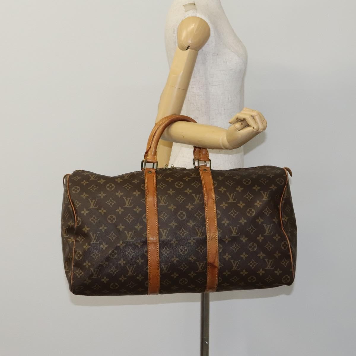 Louis Vuitton Keepall Bag Monogram Canvas Brown Canvas Travel Bag Bag (Pre-Owned)