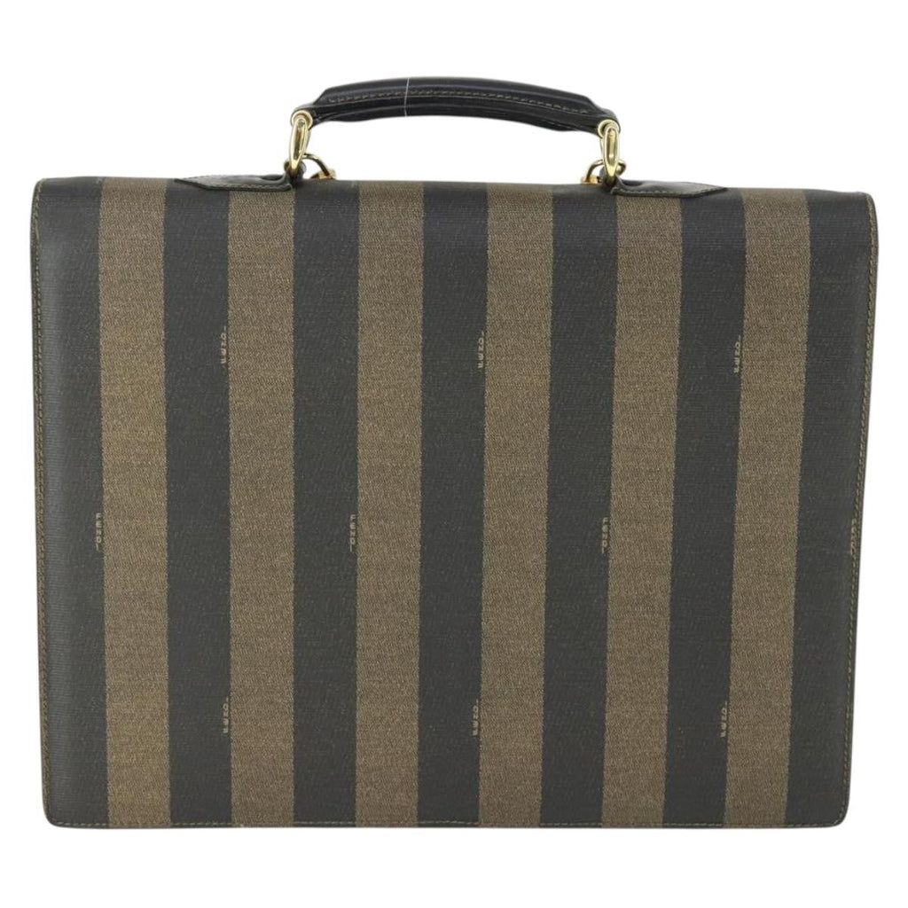 Fendi Vintage Pequin Briefcase Bag Coated Canvas Brown Canvas Briefcase Bag (Pre-Owned)