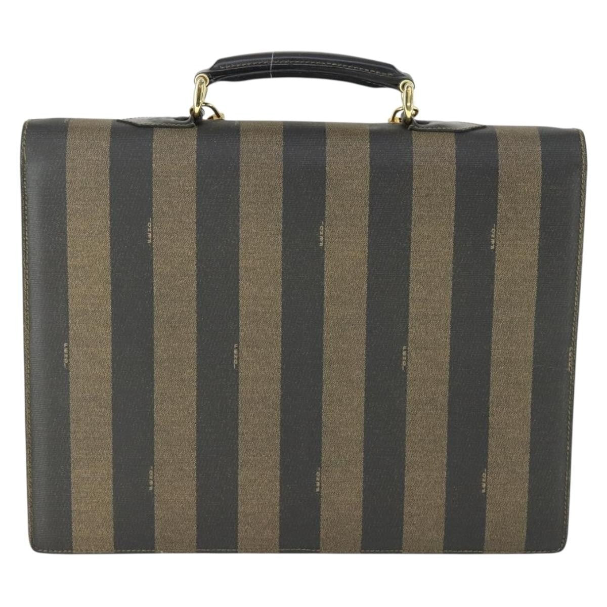 Fendi Vintage Pequin Briefcase Bag Coated Canvas Brown Canvas Briefcase Bag (Pre-Owned)