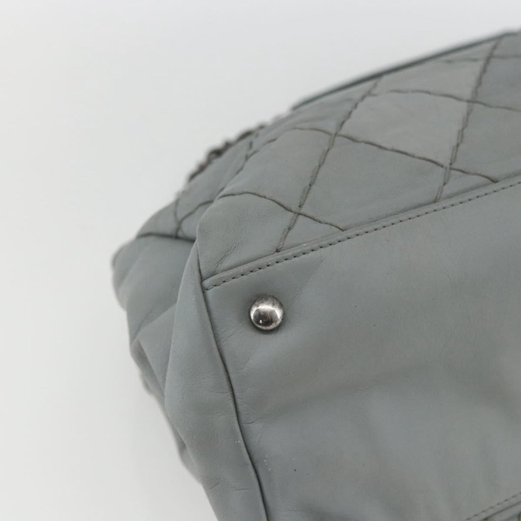 Chanel Just Mademoiselle Bag Quilted Leather Gray Leather Shoulder Bag Bag (Pre-Owned)