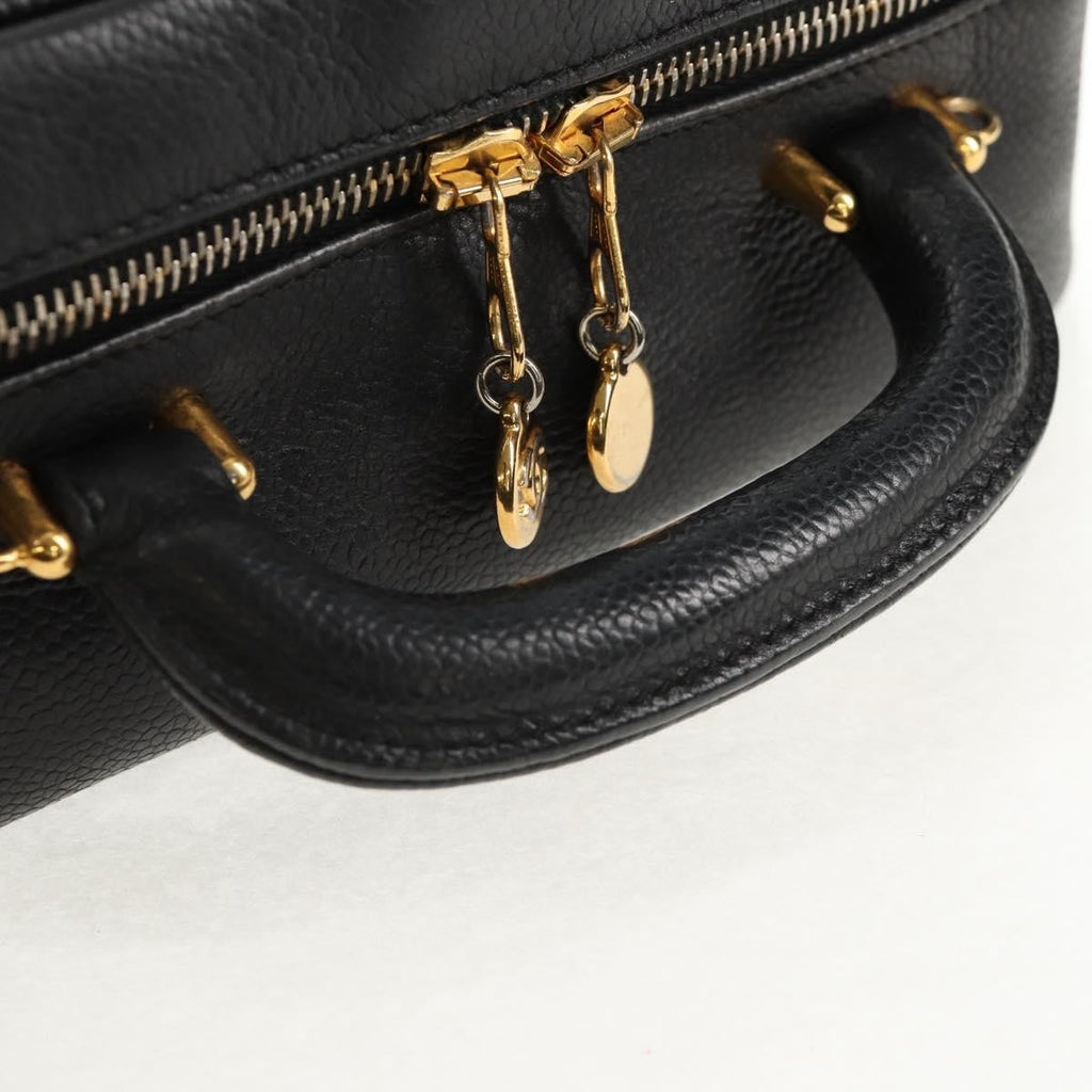 Chanel Vintage Timeless Zip Around Vanity Case Caviar Black Leather Clutche & Pouche Bag (Pre-Owned)