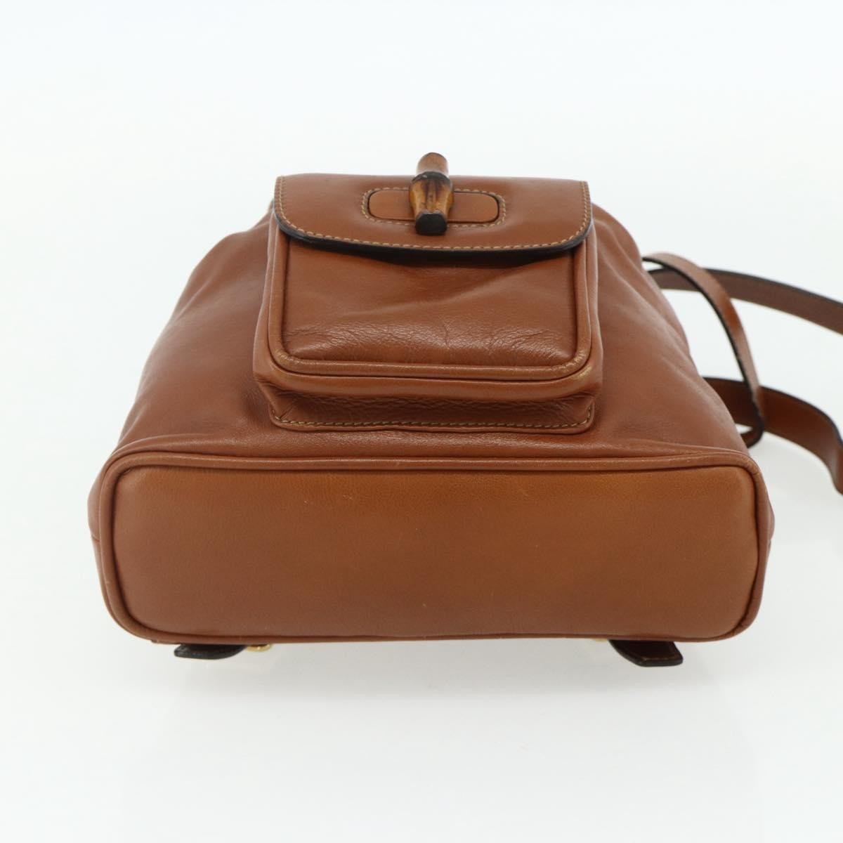 Gucci Vintage Bamboo Backpack Leather Brown Leather Backpack Bag (Pre-Owned)