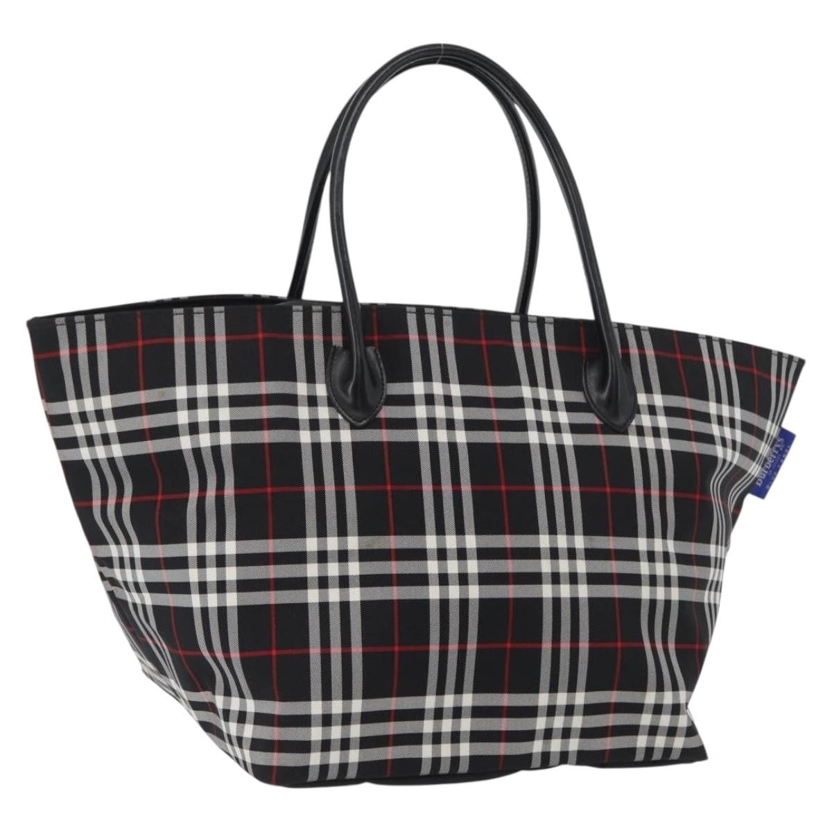 Burberry Nova Check Handbag Nylon Black Nylon Handbag (Pre-Owned)