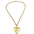 Chanel Cc Heart Pendant Necklace Metal Gold Gold_Plated Necklace Jewelry (Pre-Owned)