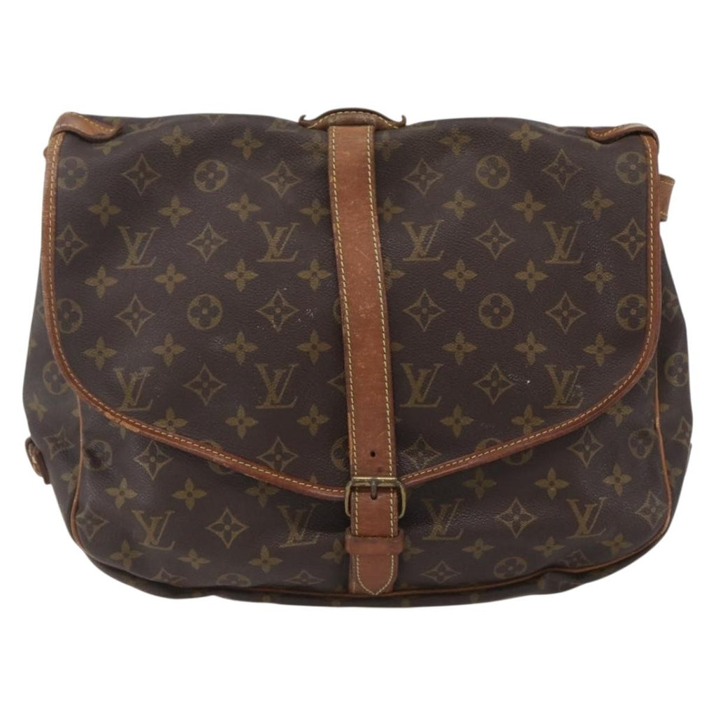 Louis Vuitton Saumur Handbag Monogram Canvas Brown Canvas Shoulder Bag Bag (Pre-Owned)