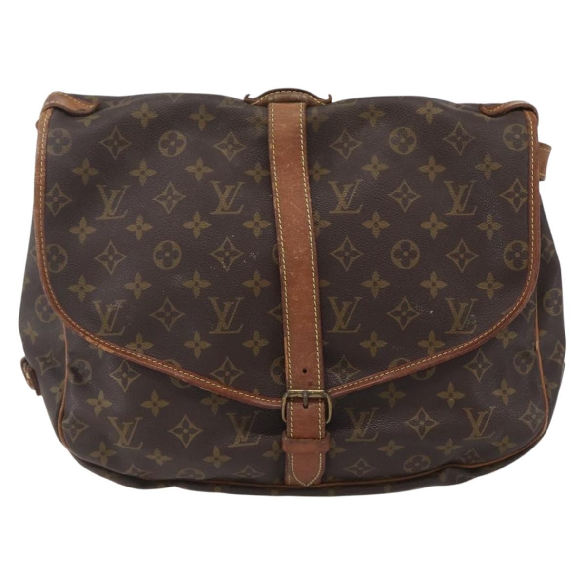 Louis Vuitton Saumur Handbag Monogram Canvas Brown Canvas Shoulder Bag Bag (Pre-Owned)