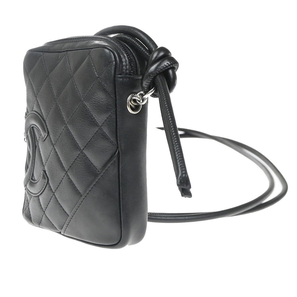 Chanel Cambon Pochette Quilted Leather Black Leather Shoulder Bag Bag (Pre-Owned)