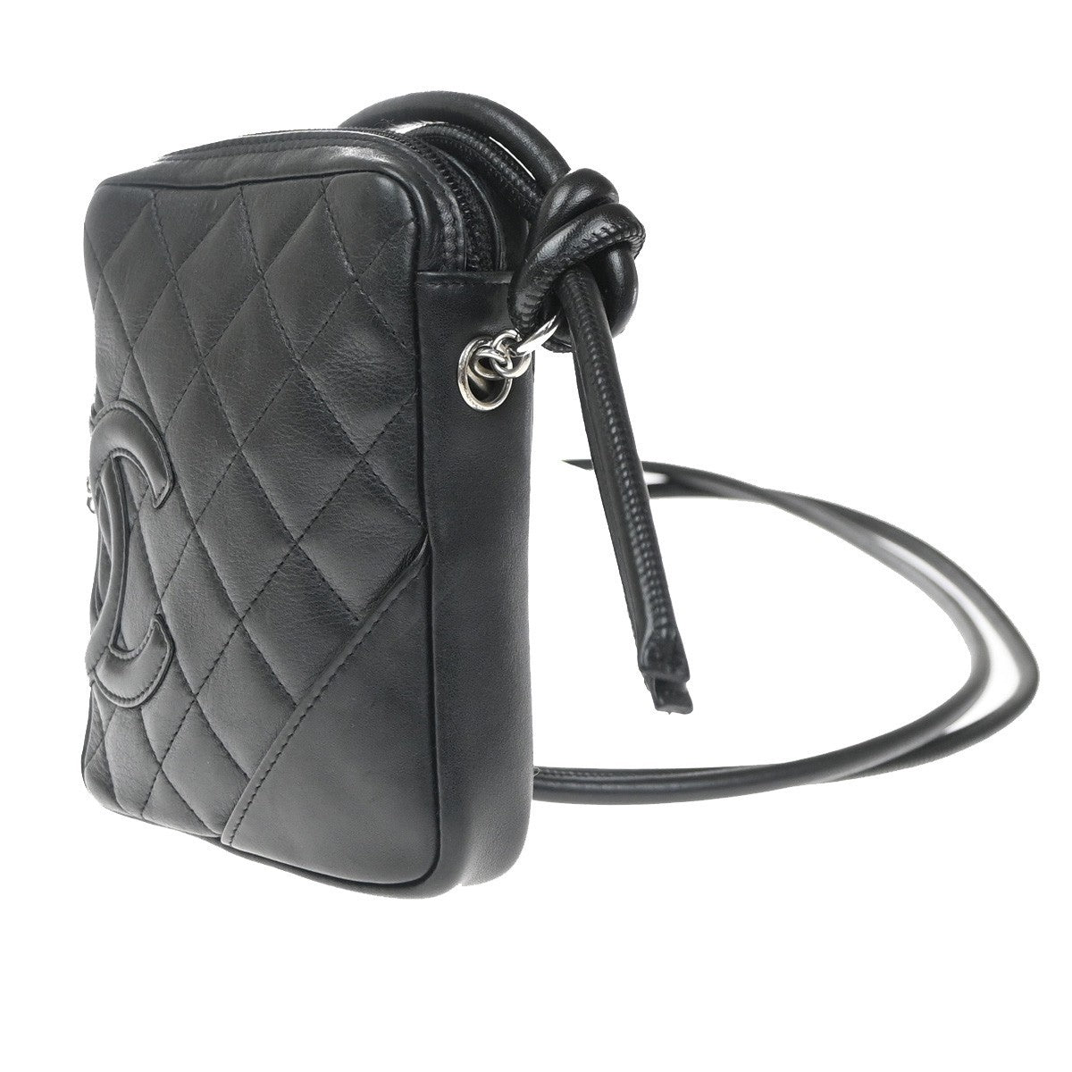 Chanel Cambon Pochette Quilted Leather Black Leather Shoulder Bag Bag (Pre-Owned)