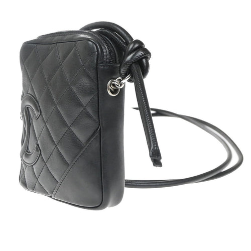Chanel Cambon Pochette Quilted Leather Black Leather Shoulder Bag Bag (Pre-Owned)