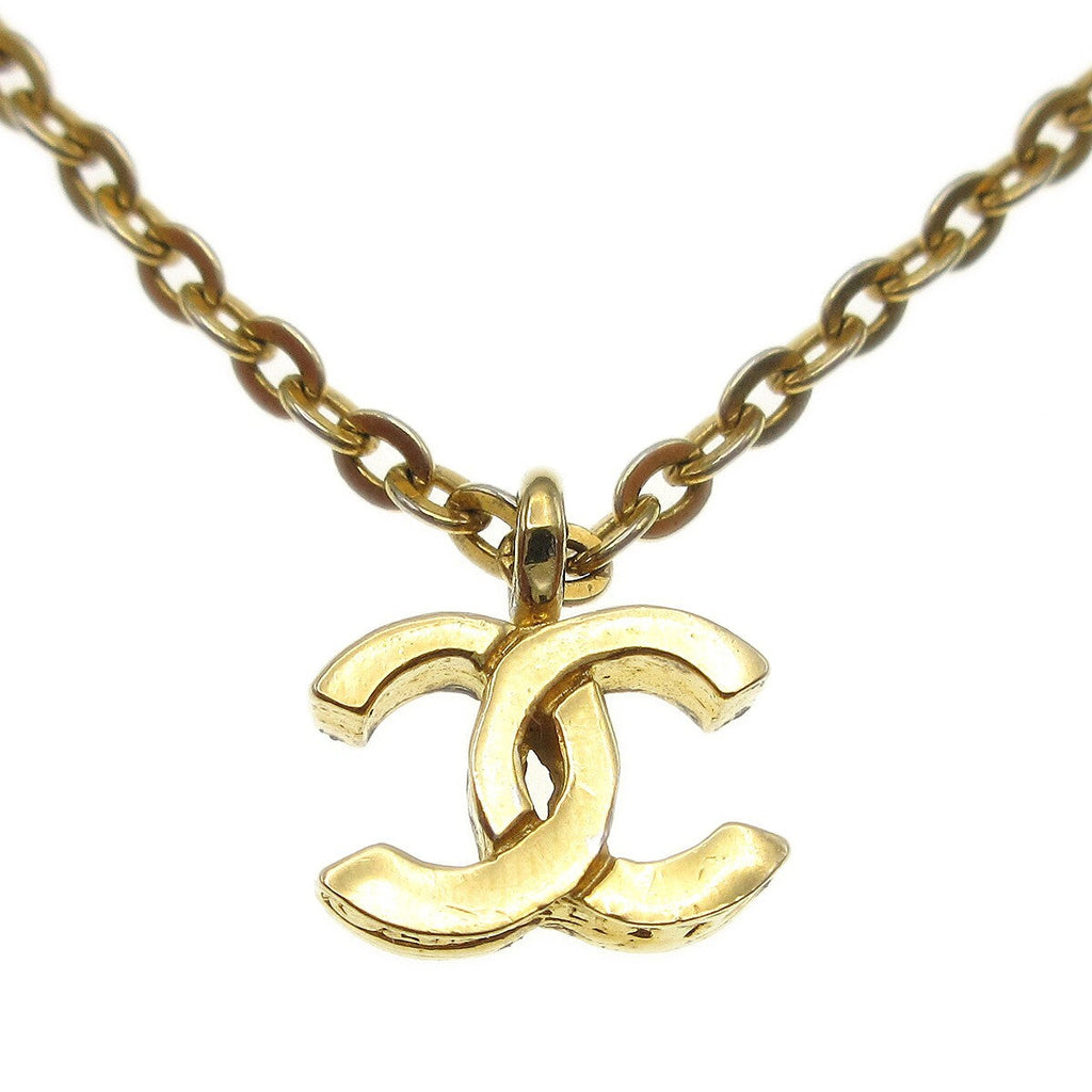 Chanel Vintage Cc Pendent Necklace Plated Metal Gold Gold_Plated Jewelry (Pre-Owned)