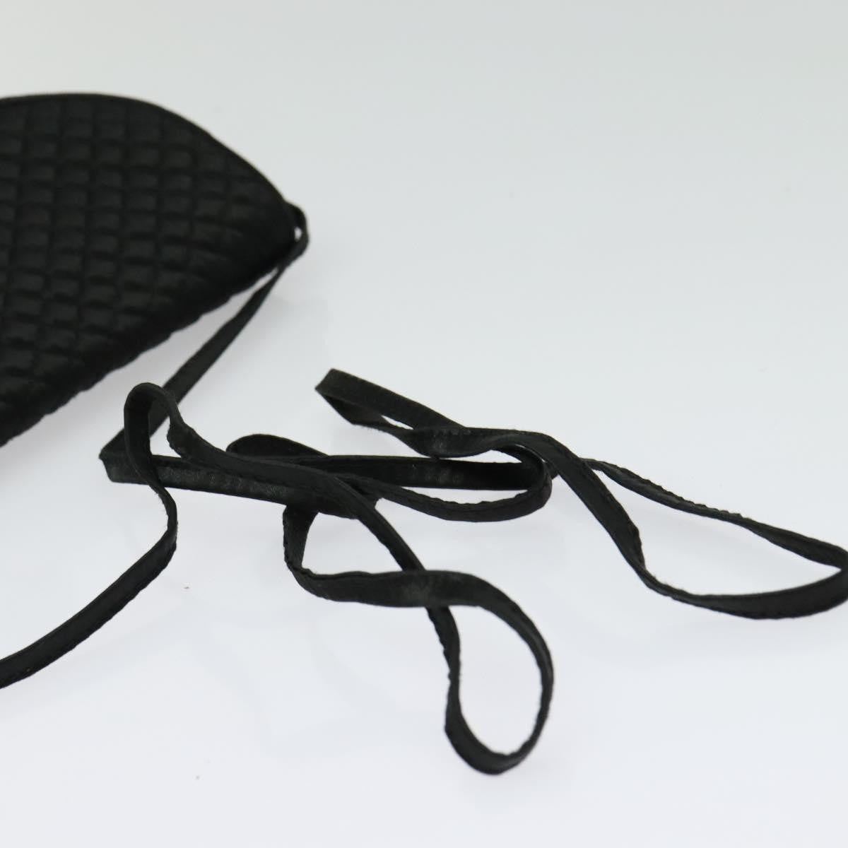 Bottega Veneta Intrecciato Clutch Bag Calfskin Black Satin Shoulder Bag Bag (Pre-Owned)