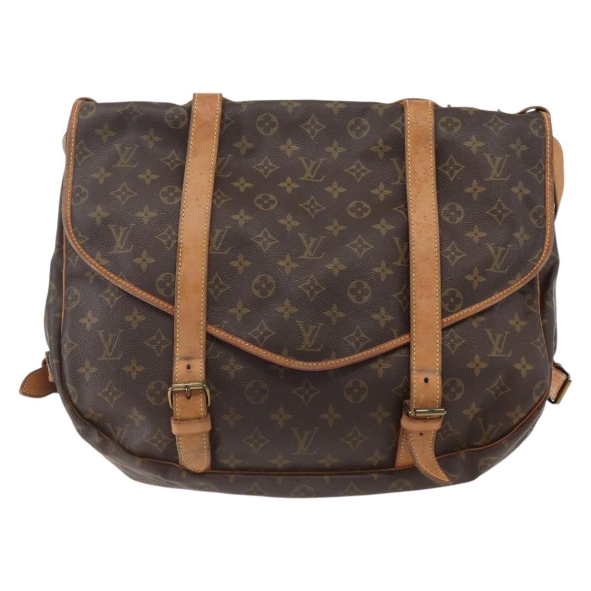 Louis Vuitton Saumur Handbag Monogram Canvas Brown Canvas Shoulder Bag Bag (Pre-Owned)