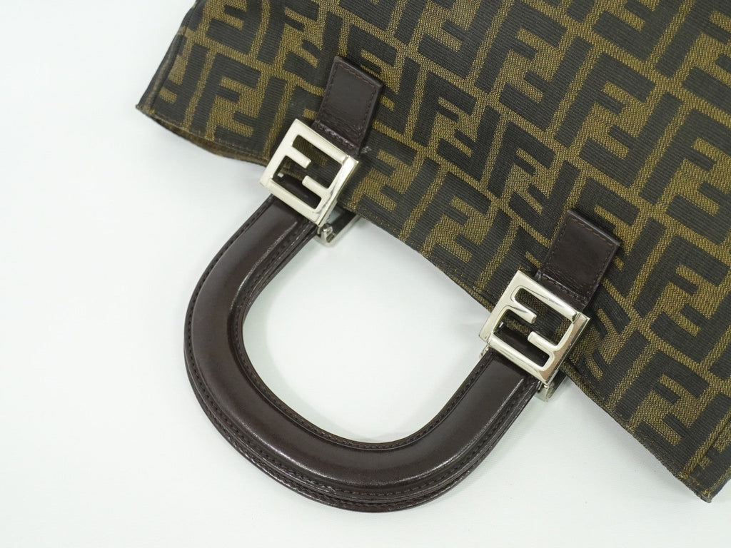 Fendi Zucca Tote Bag Ff Motif Brown Canvas Handbag (Pre-Owned)
